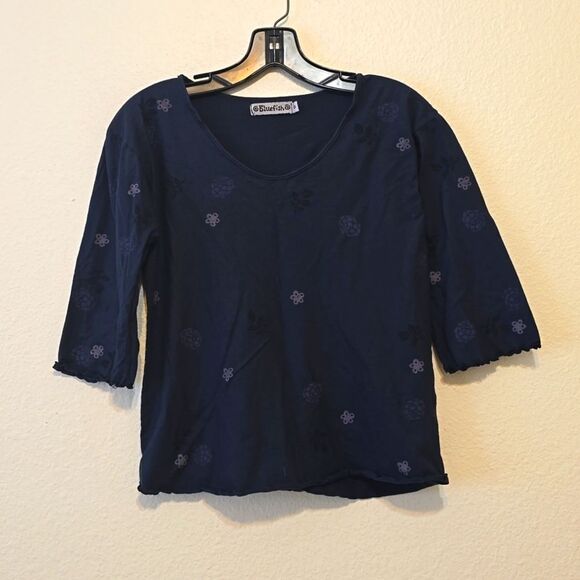 BLUE FISH  HAND PRINTED BLOUSE SIZE 0 - Picture 1 of 9